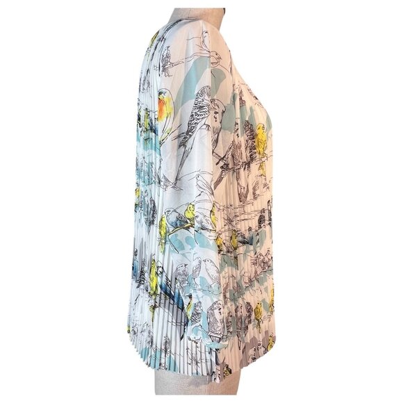 Womens English Laundry Blouse Top Bird Print Knife Pleats 3/4 Sleeve Size? Shirt - Picture 4 of 10